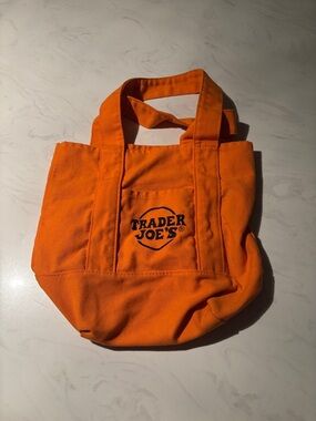 Trader Joe's Orange Canvas Tote Mini Bag
